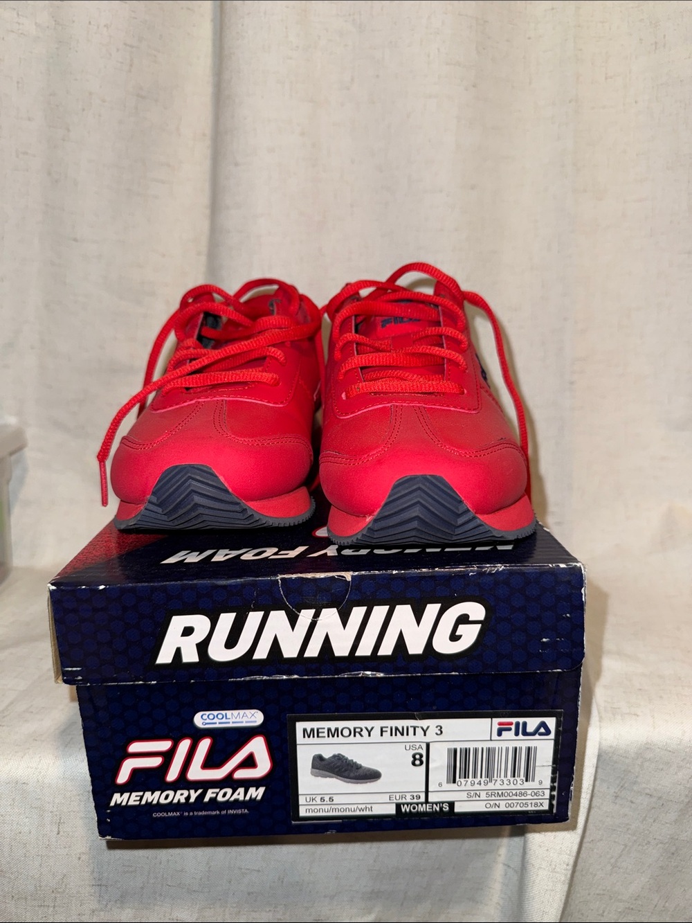 Fila Red Lace-Up Memory Foam Sneakers